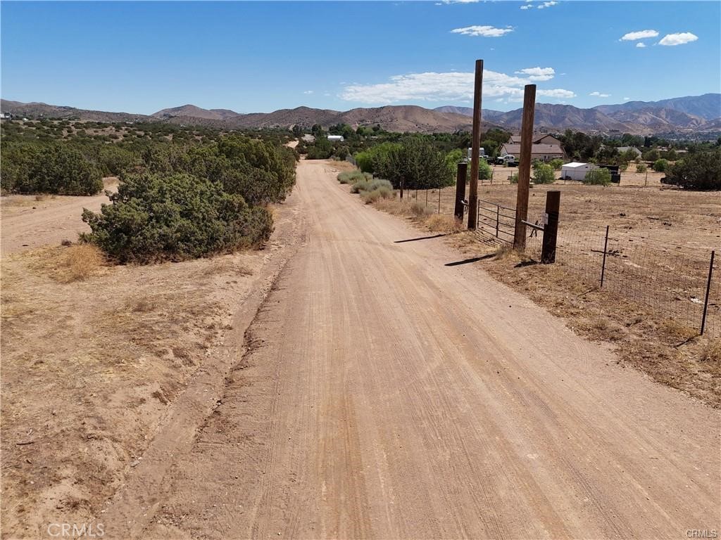 a view of a terrace with a mountain