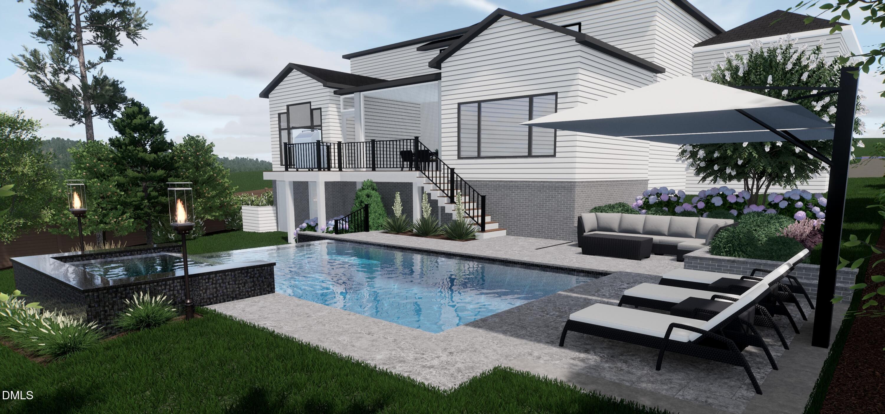 4119 Rockingham Drive Raleigh, NC 27609 - Photo 14 of 20 Pool Rear View