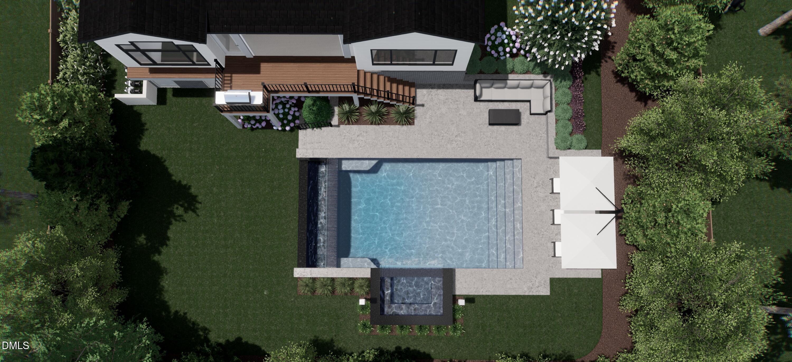 4119 Rockingham Drive Raleigh, NC 27609 - Photo 15 of 20 Pool Aerial View