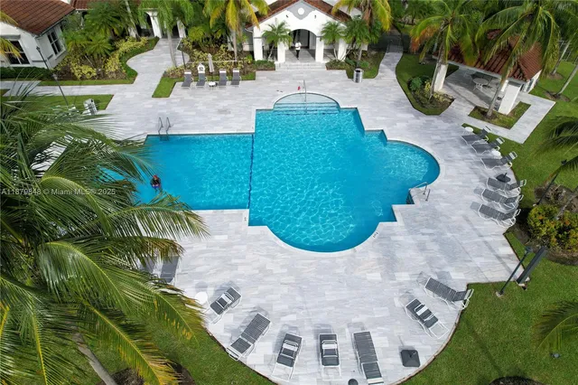 an aerial view of a house