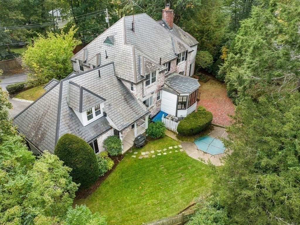 111 Hammondswood Road Newton, MA 02467 - Photo 14 of 15 a aerial view of a house with a yard and large trees