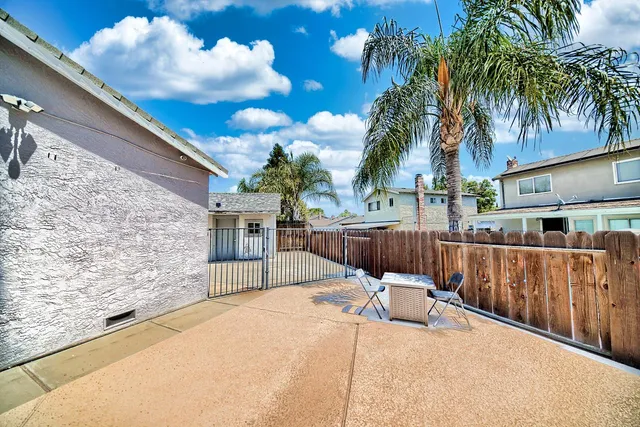 a building outdoor space with seating space