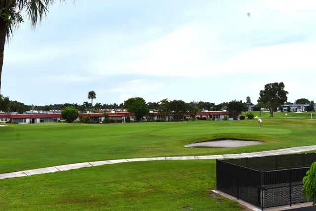 a view of a golf course with a play ground