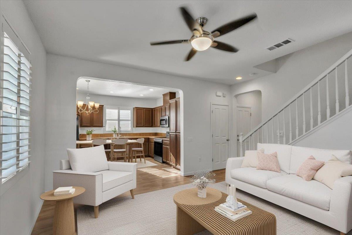 2608 Greenleaf Street Manteca, CA 95337 - Photo 1 of 65 a living room with furniture and a view of kitchen