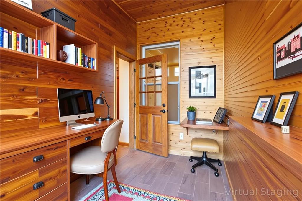 231 Monitor Street Brooklyn, NY 11222 - Photo 27 of 37 a view of a workspace with furniture and a flat screen tv