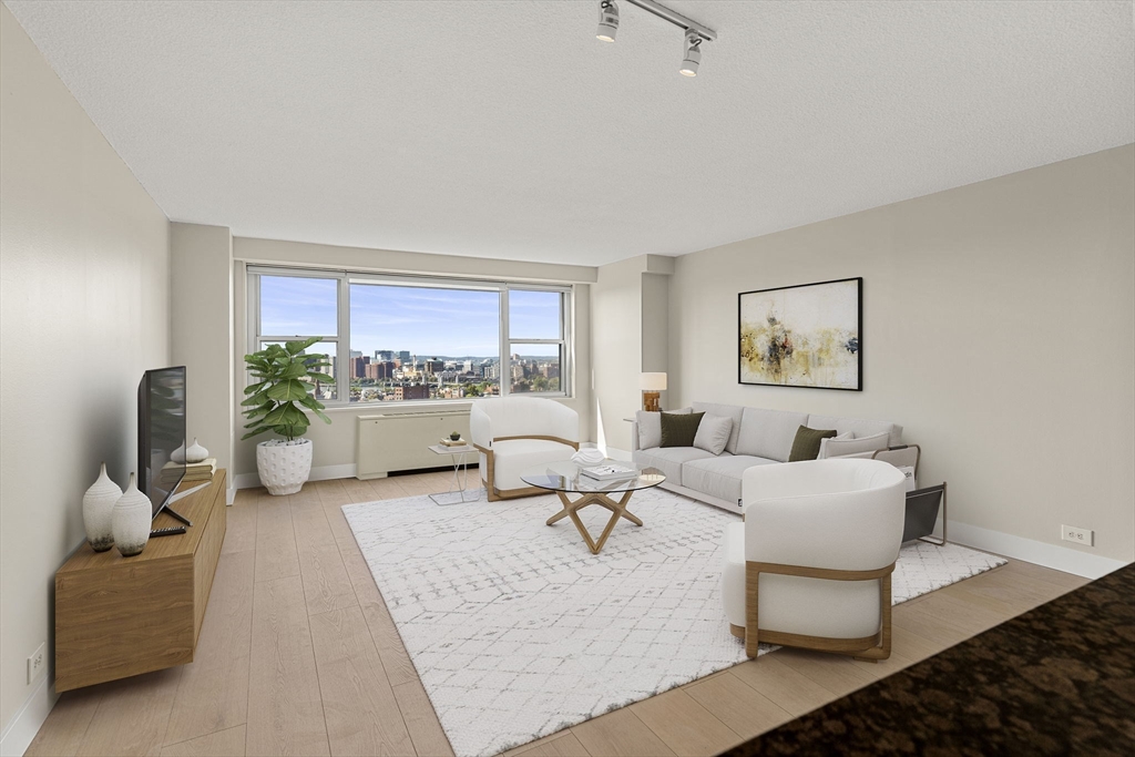 a living room with furniture