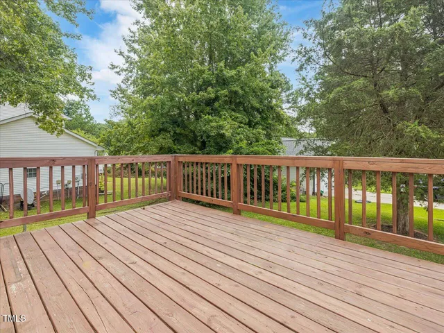 a view of wooden deck