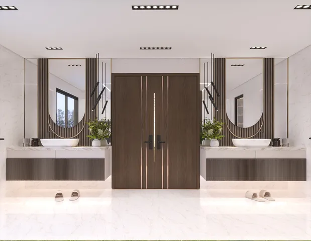 a picture of a bathroom with a sink and a mirror