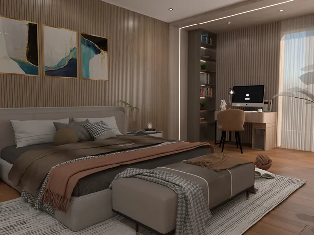 a kitchen with a stove and cabinets