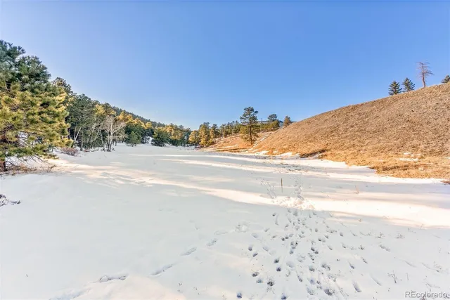 a view of a snow on the side of the road