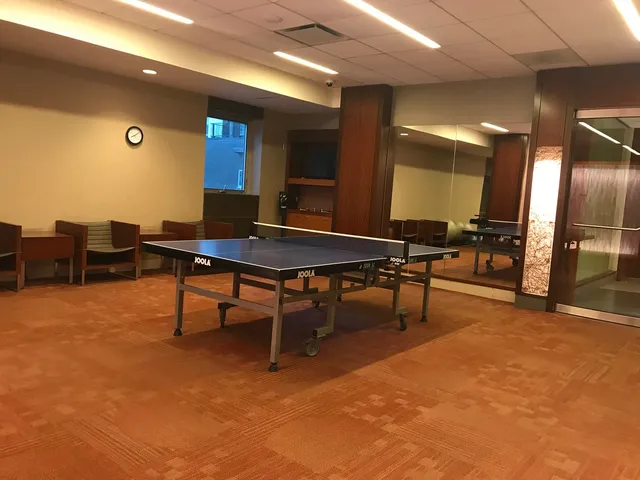 a room with gym equipment