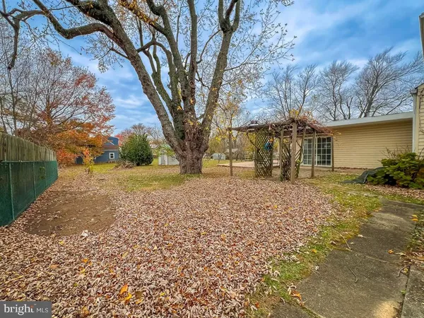 a backyard of a house with large trees