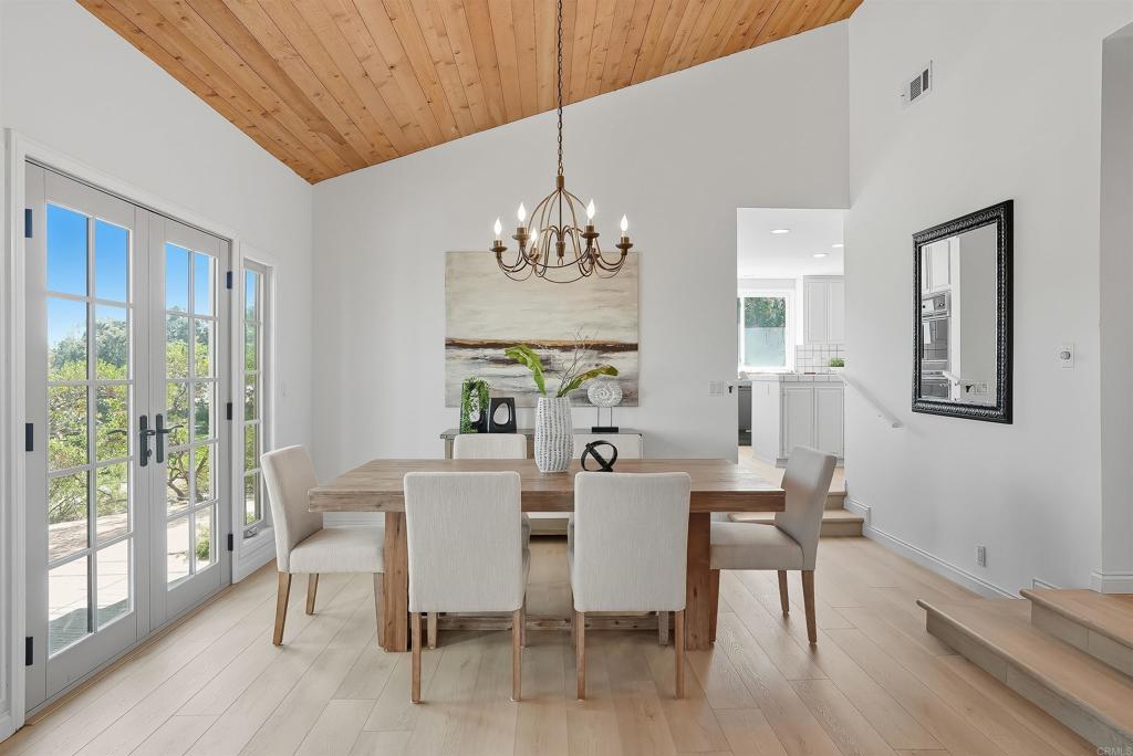 2206 Running Spring Place Encinitas, CA 92024 - Photo 15 of 44 a view of a dining room with furniture wooden floor and chandelier
