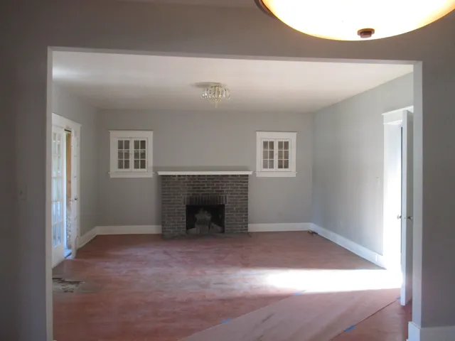 an empty room with windows