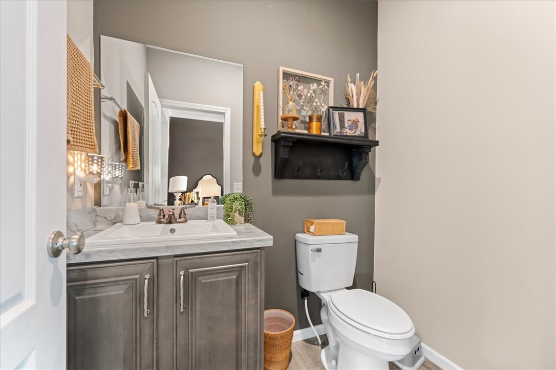 116 Parkview Road Iva, SC 29655 - Photo 35 of 44 A well-appointed powder room features a classic vanity and contemporary fixtures.
