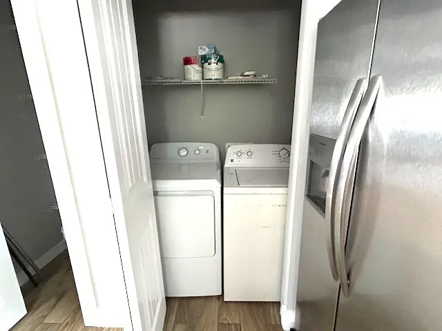 a close view of washer and dryer