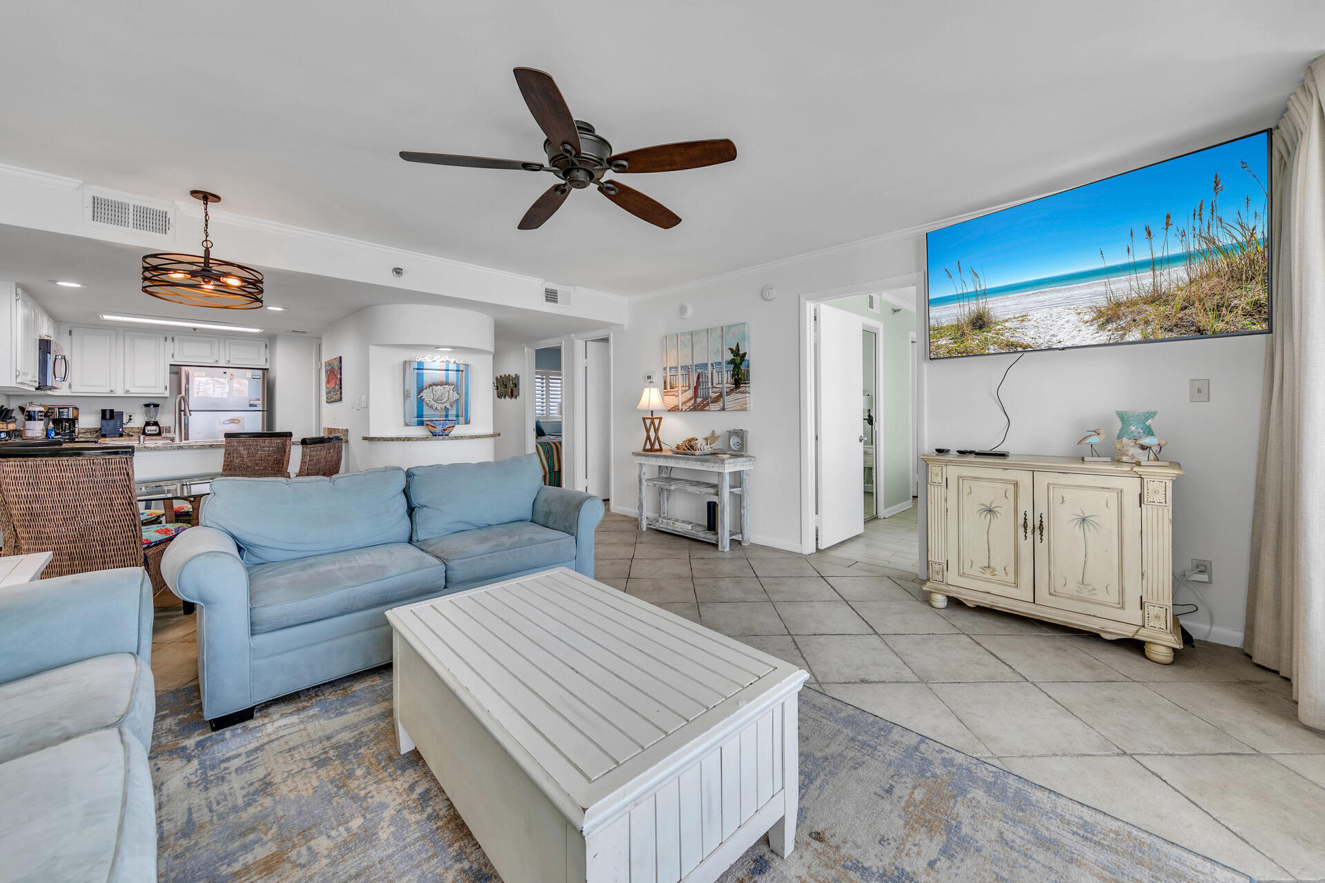 4100 East County Highway 30A, Unit 803 Santa Rosa Beach, FL 32459 - Photo 11 of 34 a living room with furniture and a view of kitchen