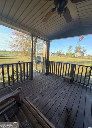 a view of wooden deck