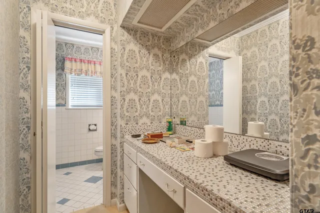 a bathroom with a sink and a toilet