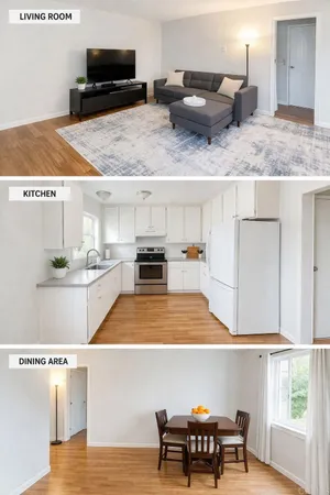 a kitchen with a stove and a refrigerator