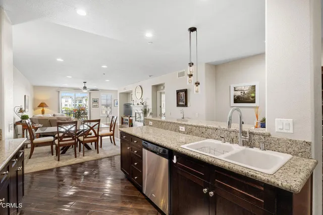 a kitchen with lots of counter space