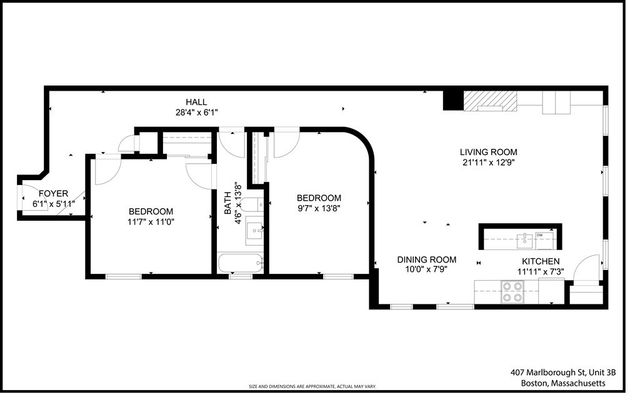 $907,000 | 407 Marlborough Street, Unit 3B, Boston, MA 02115