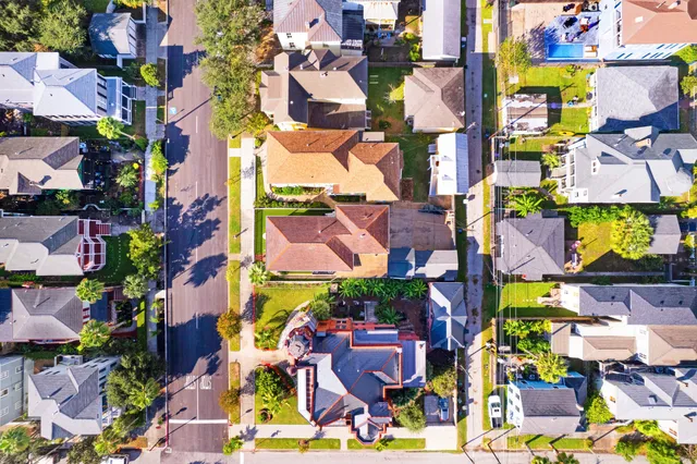 an aerial view of multiple house