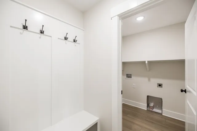 a view of a hallway with closet