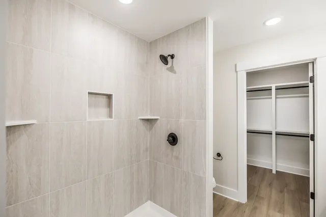 a bathroom with a shower