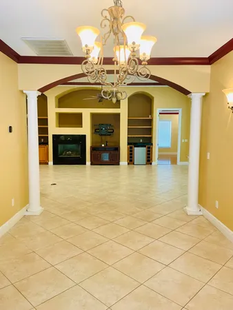 a view of a livingroom with a chandelier