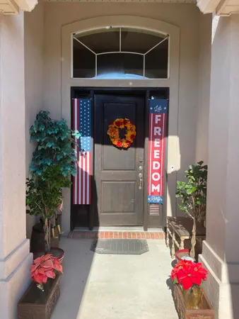 a front view of a house with entryway