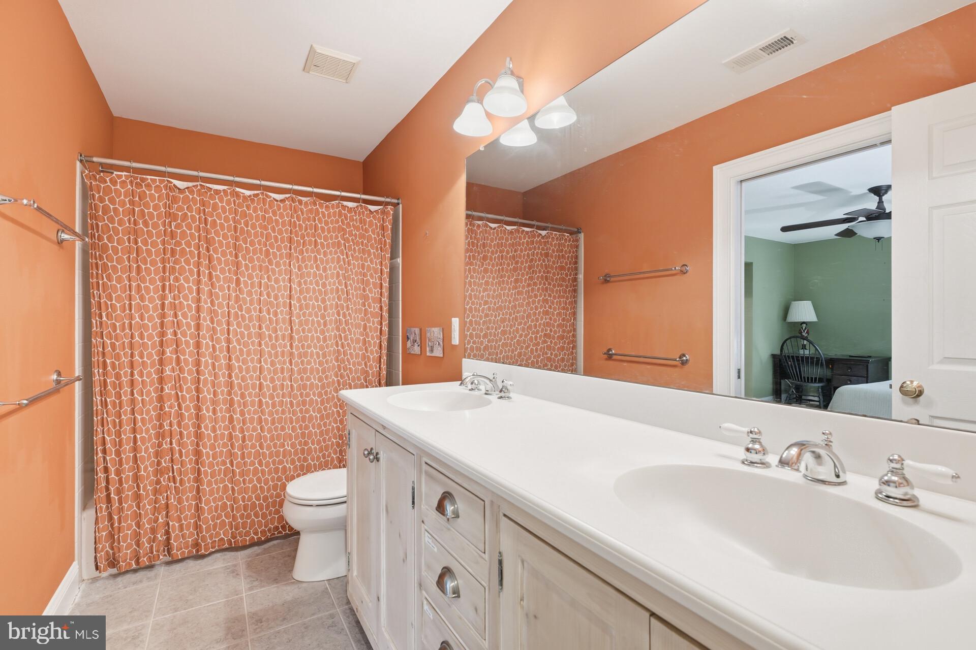 6950 Upper York Road New Hope, PA 18938 - Photo 35 of 60 a bathroom with a sink a toilet and shower curtain