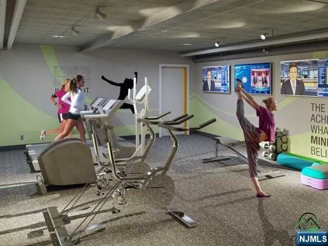 a view of a room with gym equipment