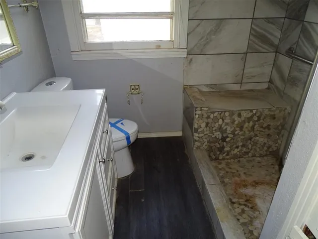 a bathroom with a bathtub