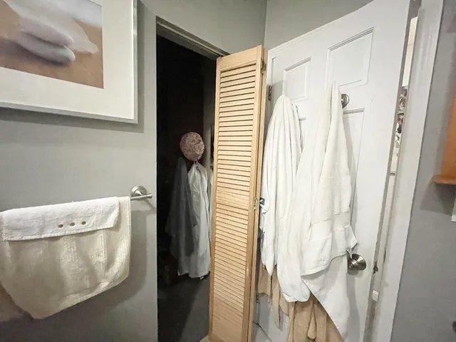 a bathroom with a bathtub