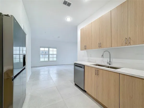 an empty room with an entryway