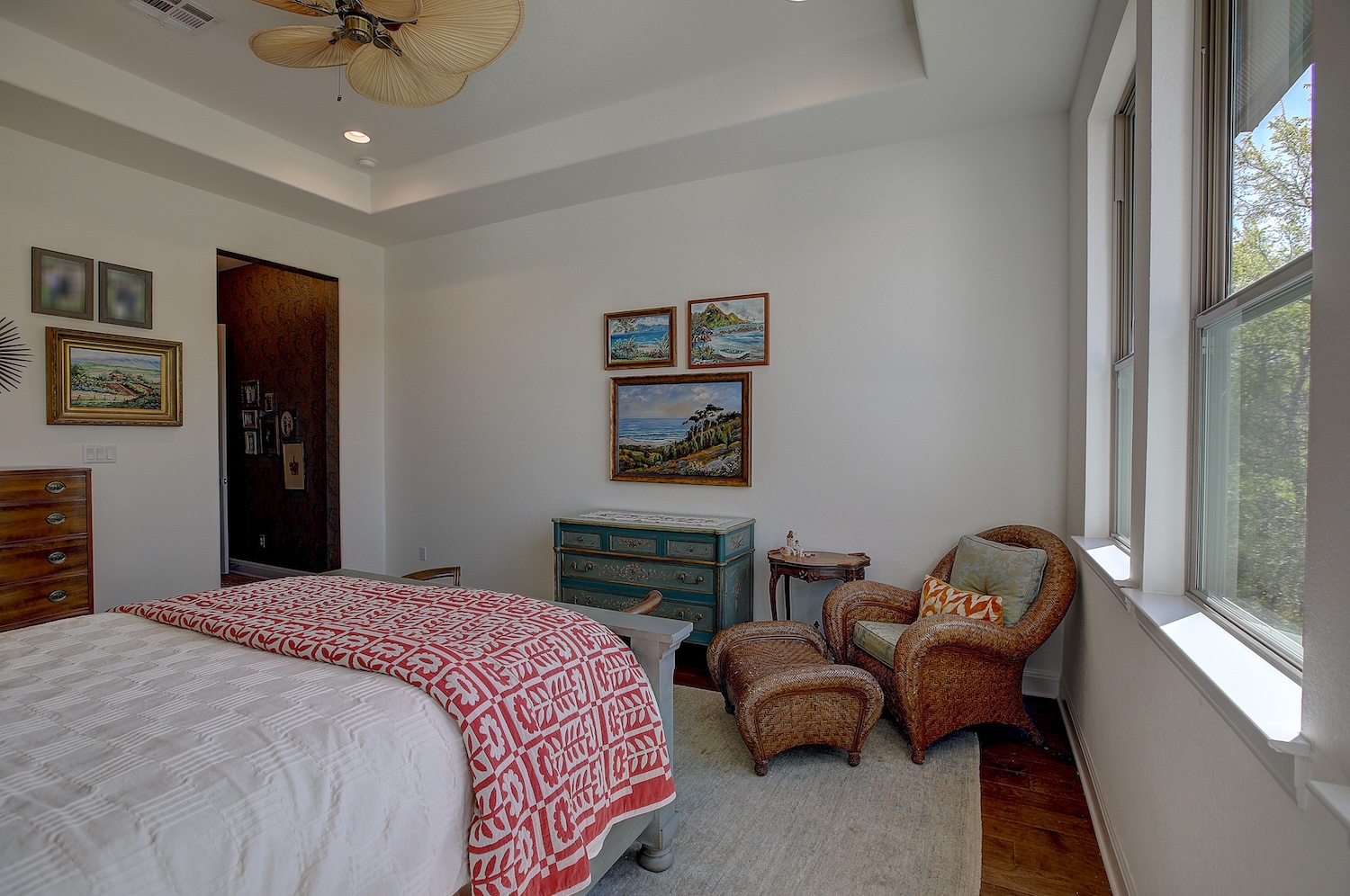 129 Hollytree Court Georgetown, TX 78628 - Photo 6 of 40 Primary suite is tucked away at the back and shares the scrumptious view from windows in bedroom and bath suite