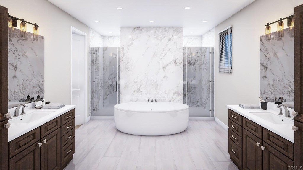 5140 Lighthouse Bend San Diego, CA 92130 - Photo 10 of 24 a bathroom with a double vanity sink mirror and shower