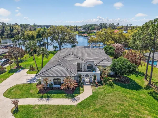 an aerial view of a house