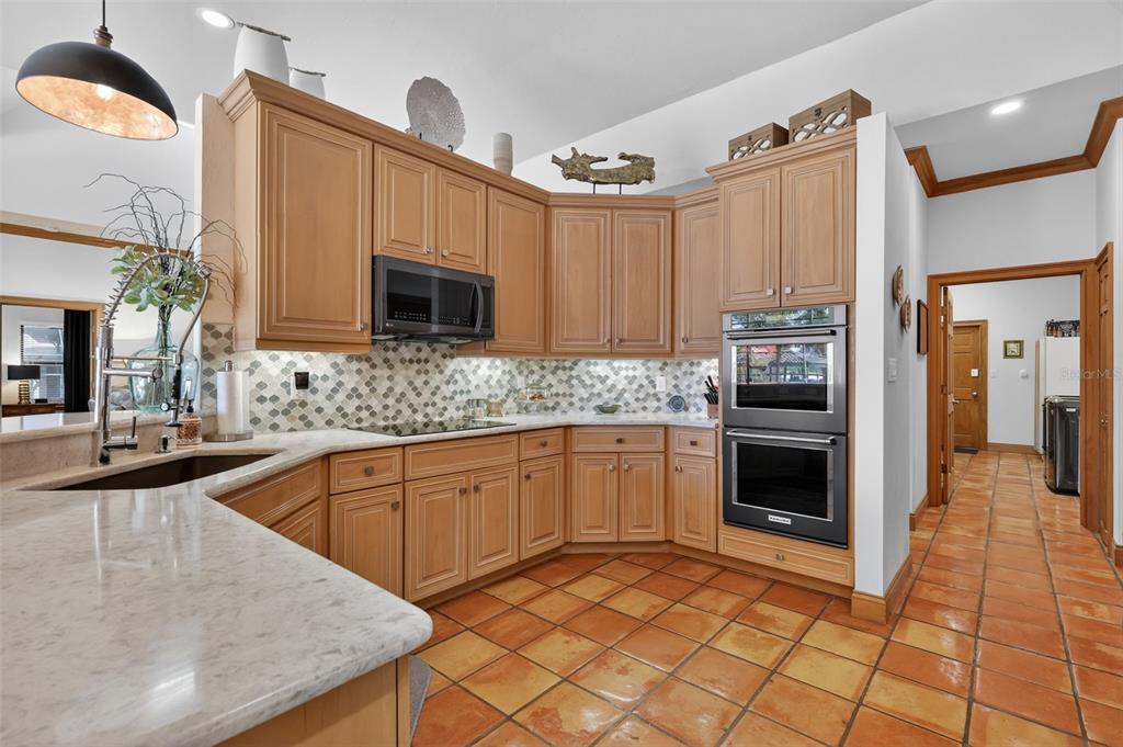 16238 East Shirley Shores Road Tavares, FL 32778 - Photo 15 of 48 a kitchen with stainless steel appliances granite countertop a sink and cabinets