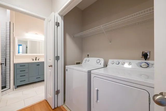 a view of storage room washer and dryer