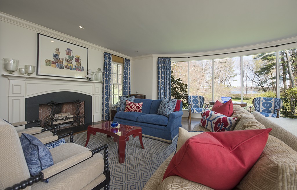 61 Sandy Pond Road Lincoln, MA 01773 - Photo 3 of 28 a living room with furniture large window and a fireplace