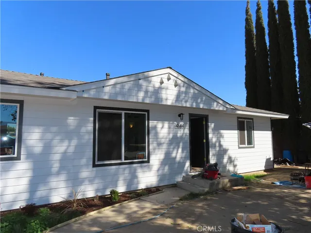 a front view of a house with windows