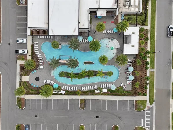 an aerial view of a house