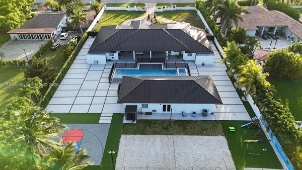 an aerial view of a house