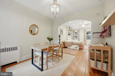 a view of a livingroom with furniture and a table
