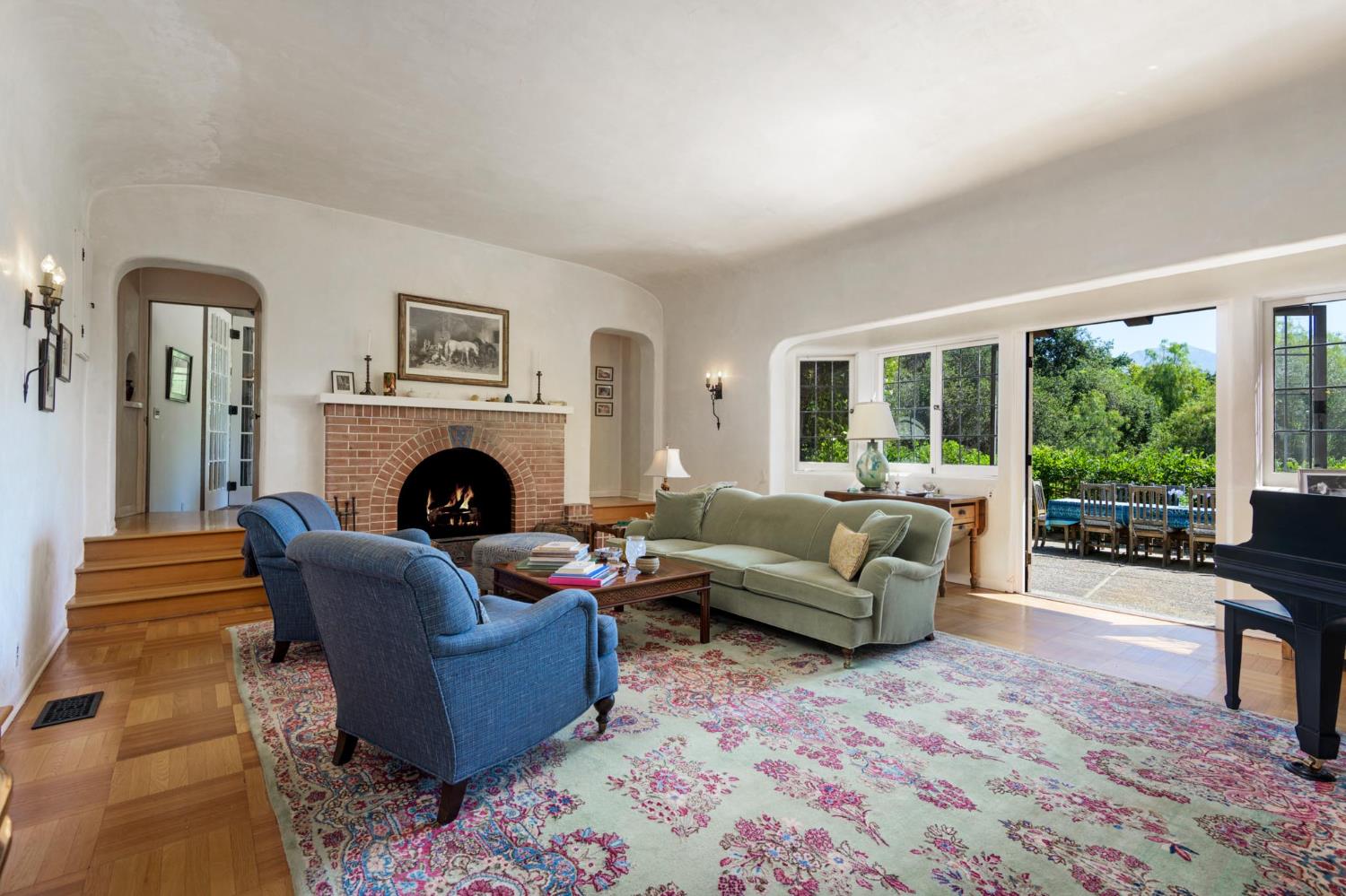 520 Foothill Road Ojai, CA 93023 - Photo 9 of 45 a living room with furniture and a fireplace