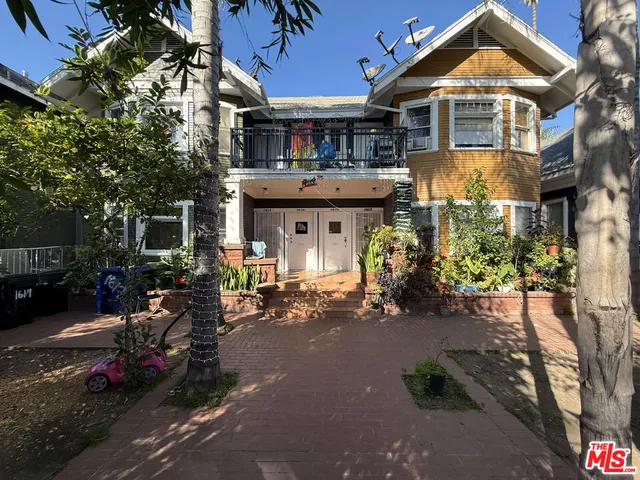 a front view of a house with patio
