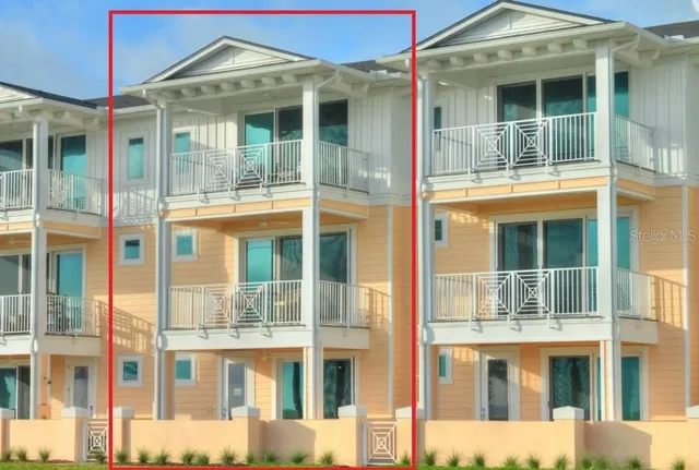 a view of a large building with a large window