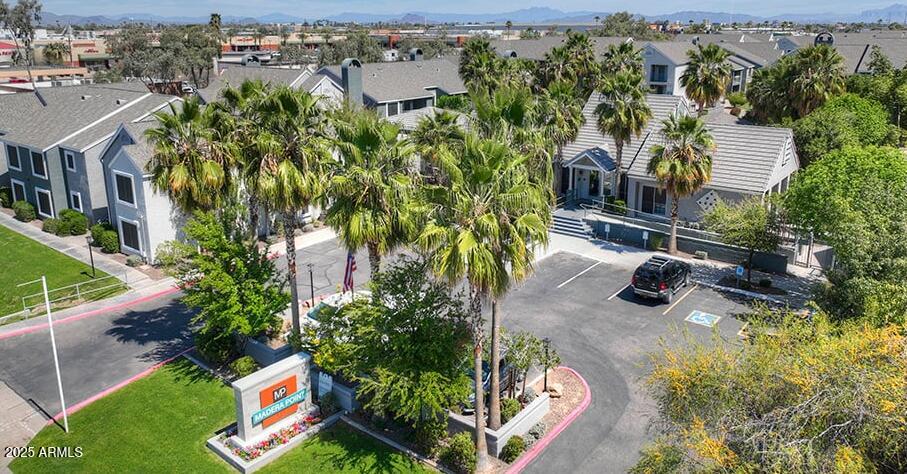 445 South Dobson Road, Unit A2 Mesa, AZ 85202 - Photo 1 of 7 an aerial view of a house with swimming pool and garden